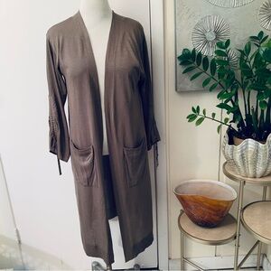 NWT Michael Kors Viscose blend Open Front Duster Cardigan Olive Green size L